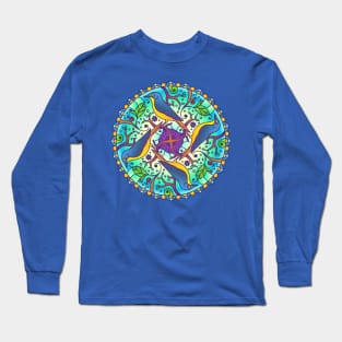 Birds Pattern Abstract Mandala Design Long Sleeve T-Shirt